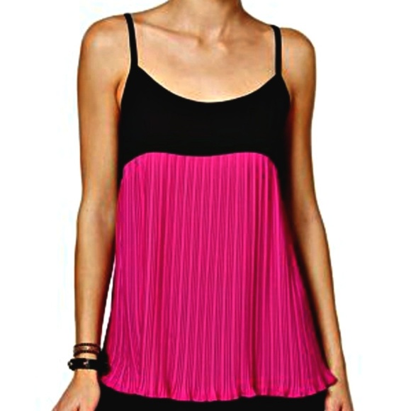 INC International Concepts Tops - INC Pink Black Colorblock Top Cami Pleated XL
